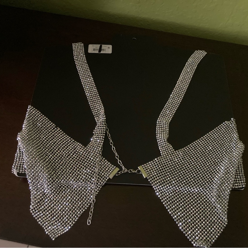 Silver Rhinestone Mesh Top - Picture 3 of 4